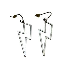 Lightning Bolt Earrings Metal Openwork Drop Dangle Meteorologist Wizard